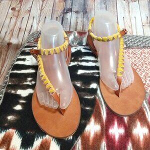 NWT Free People Yellow/Tan Thong Sandals Size 10